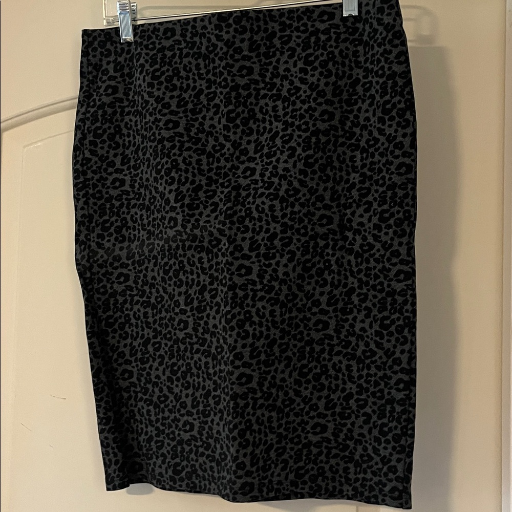 LOFT Black Leopard Print Pencil Skirt